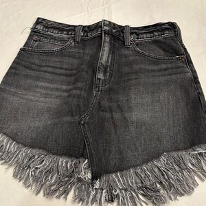 Free People Black Frayed Hem Skirt